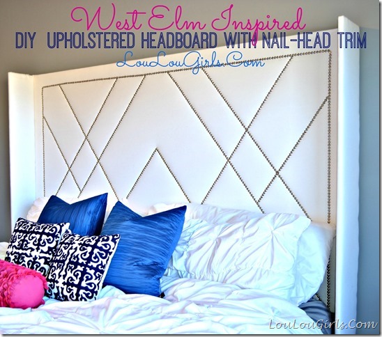 West Elm Inspired Diy Upholstered Headboard With Nail Head Trim