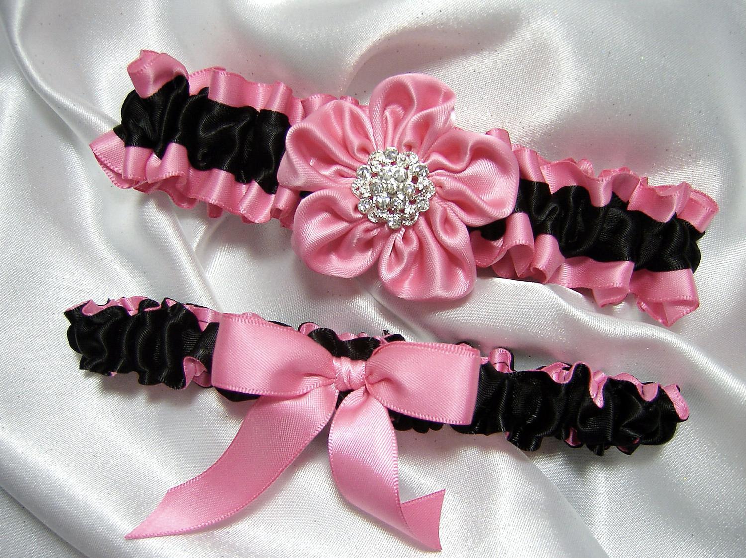 Hot Pink and Black Satin