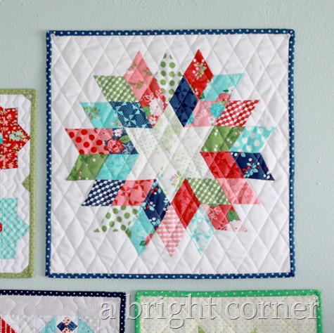 English Paper Piecing: A 6 Pointed star mini quilt using Gooseberry Fabric