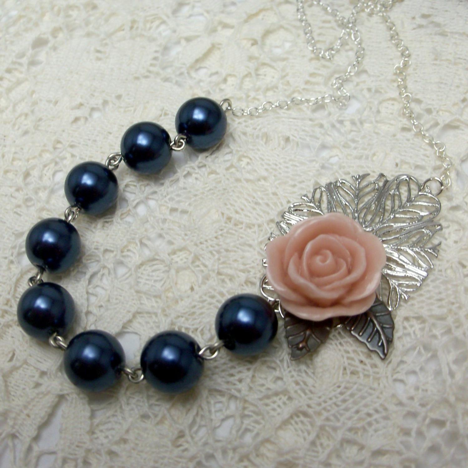 Navy blue glass pearls 10mm, 8mm,