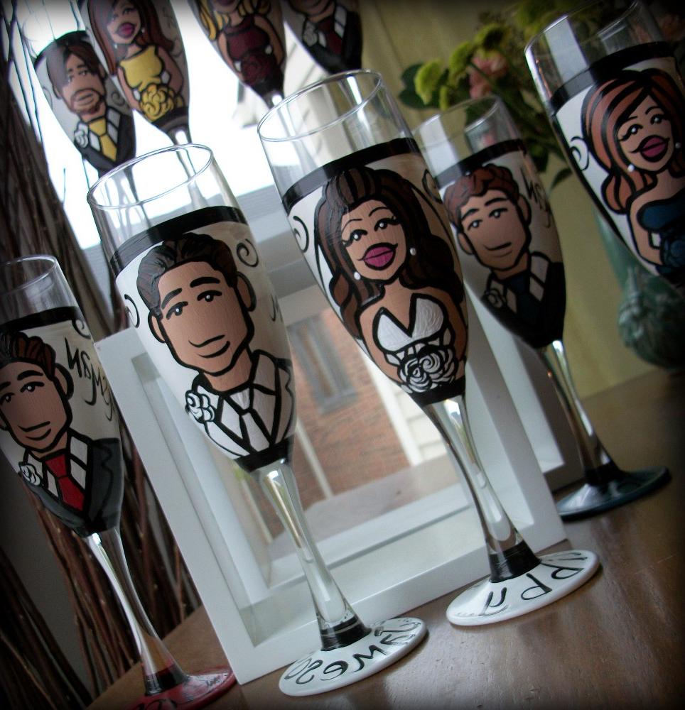 hand painted wedding wine