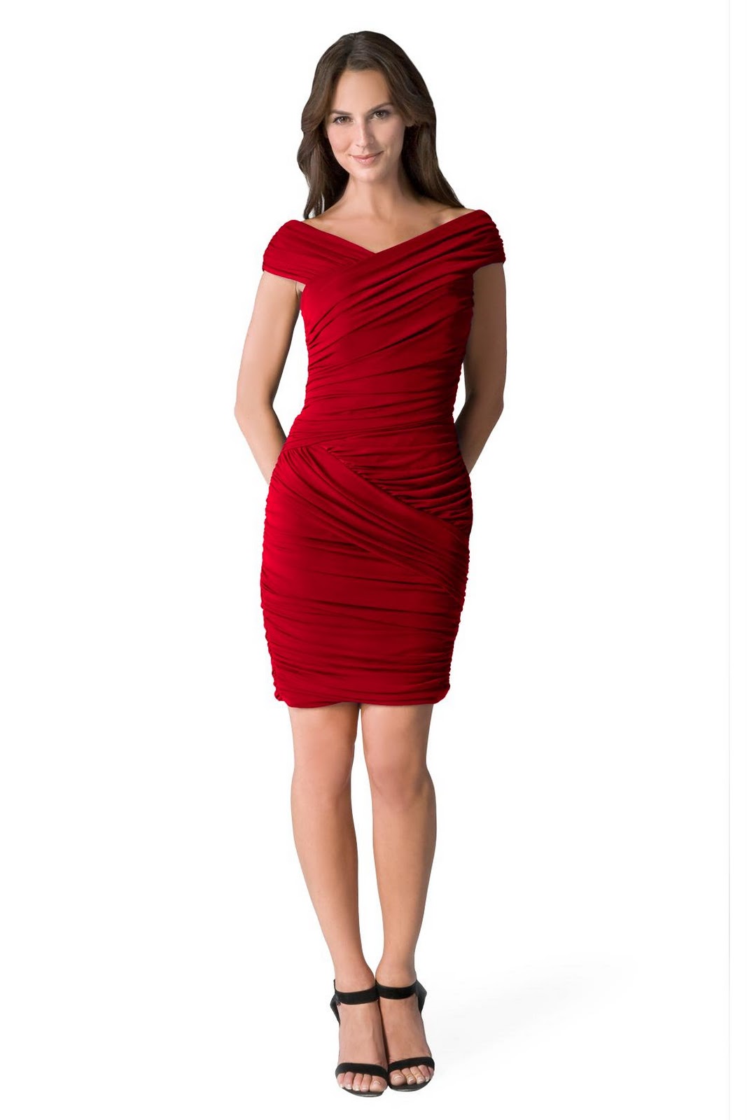 Red Butterfly Ruched Dress