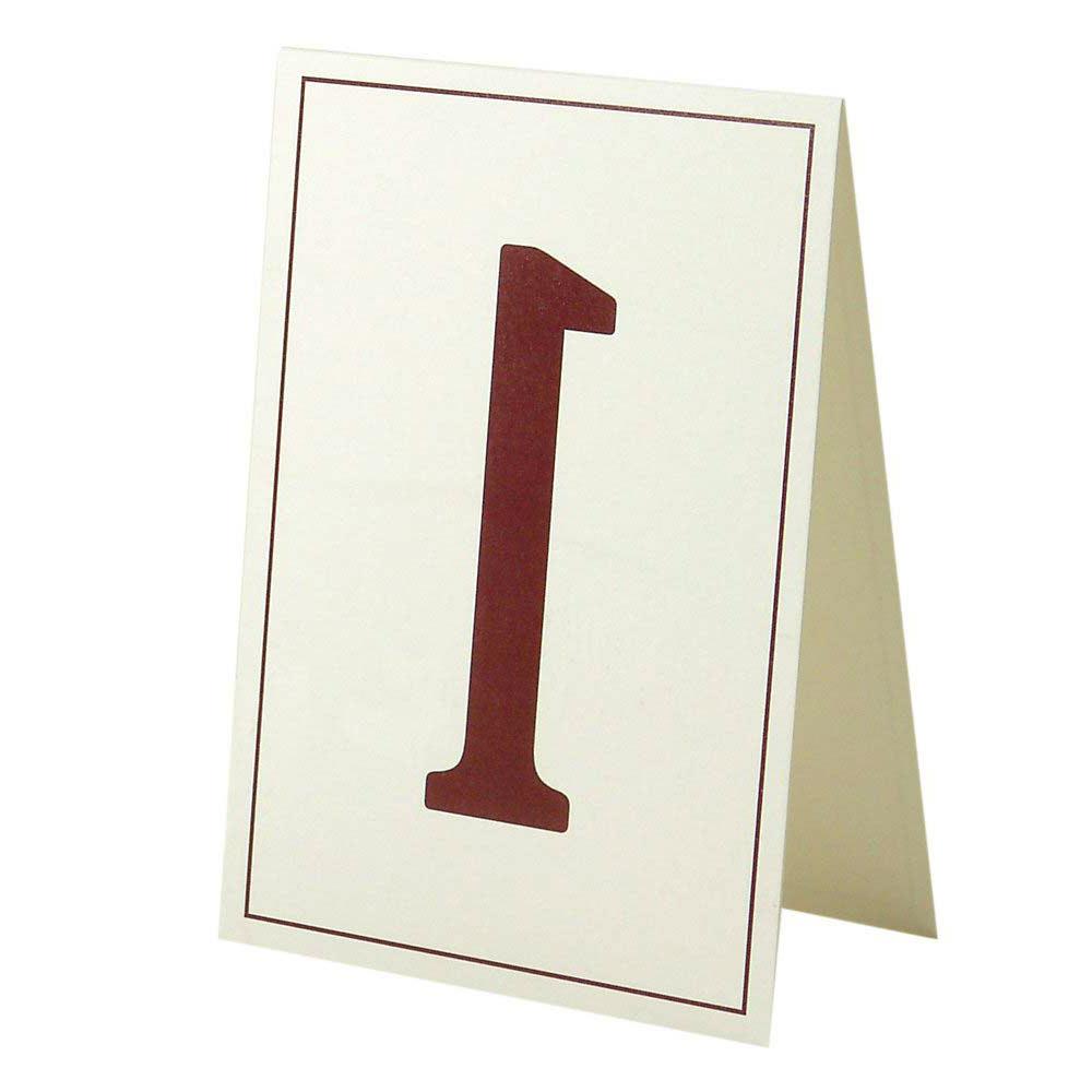 Ivory Burgundy Table Number