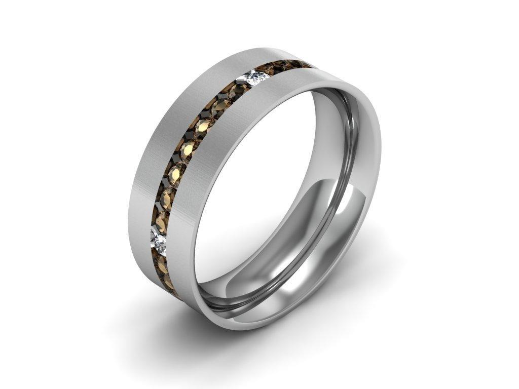 Fancy brown & white diamonds wedding band