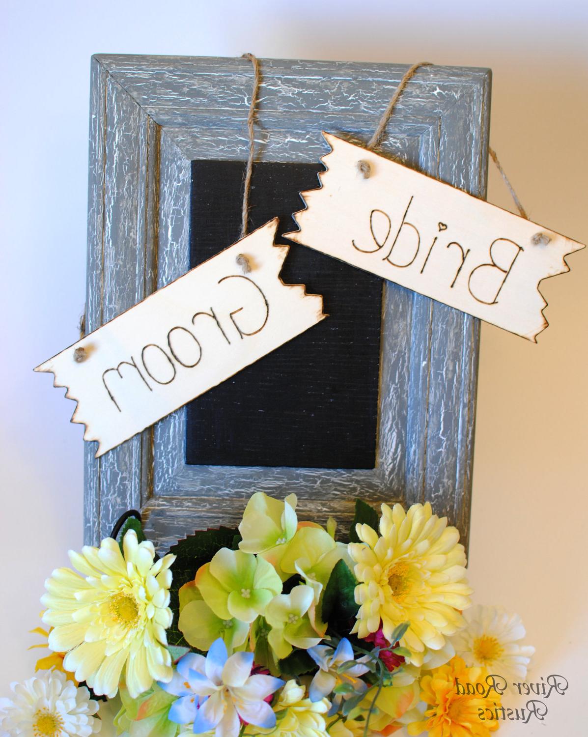 Bride and Groom Chair Signs-  set of 2  For your Rustic, Country, Woodland,