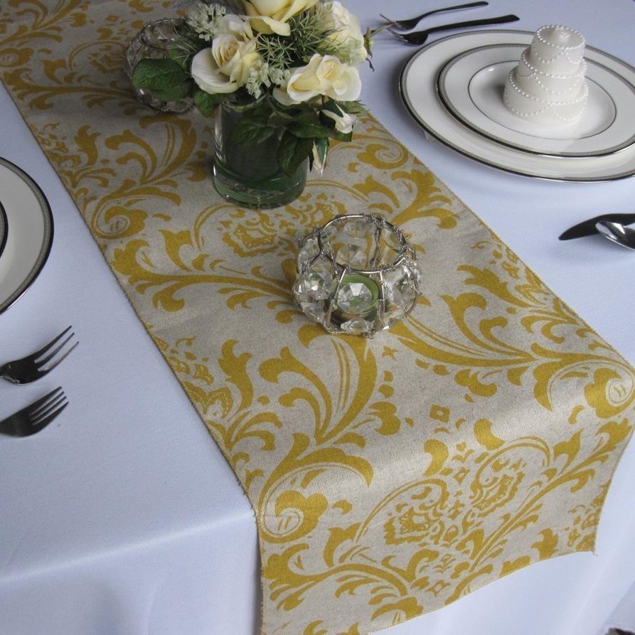 Taupe Damask Wedding Table