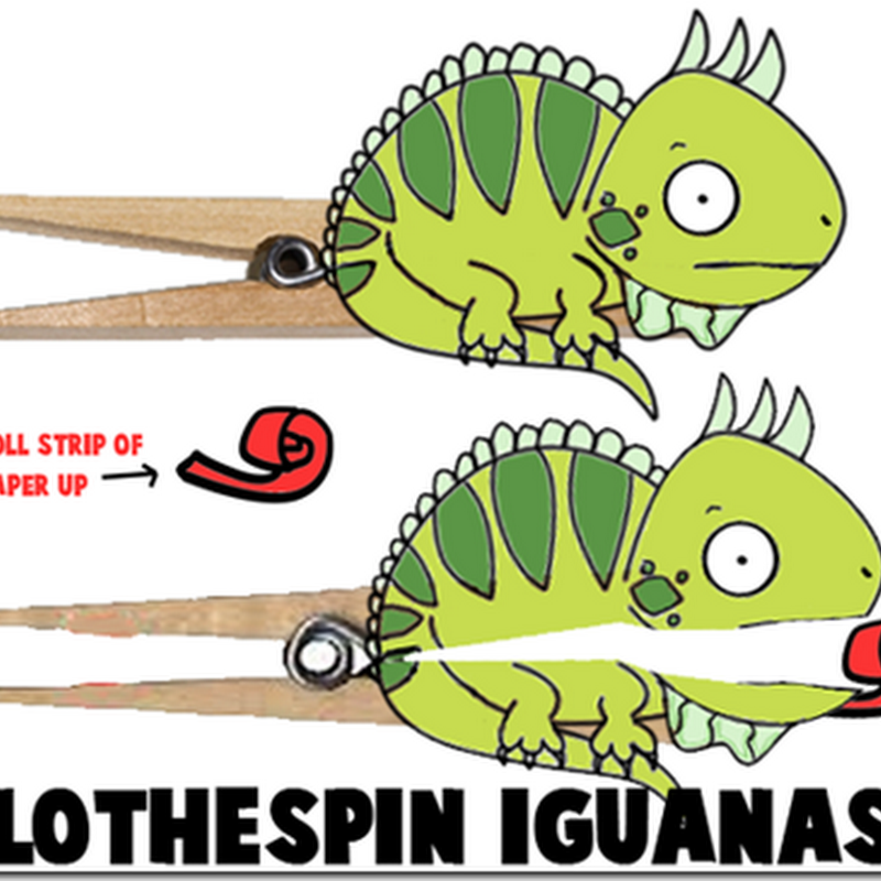 iguana Manualidades niños con pinzas ropa