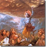[Krishna lifting Govardhana Hill]