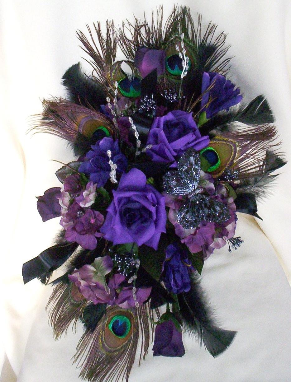 Purple Peacock Wedding Bouquet