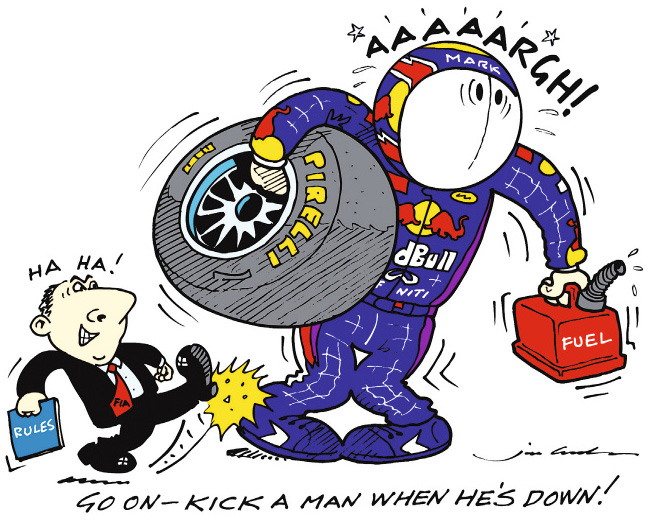 Марк Уэббер огребает по полной на Гран-при Китая 2013 - комикс Jim Bamber