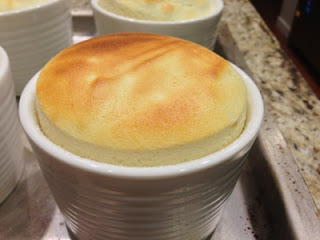 Greek Yogurt Soufflé on Baking Sheet (Closeup)