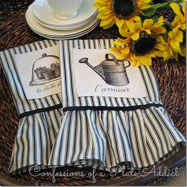 CONFESSIONS OF A PLATE ADDICT French Ticking Tea Towels from a Pillowcase