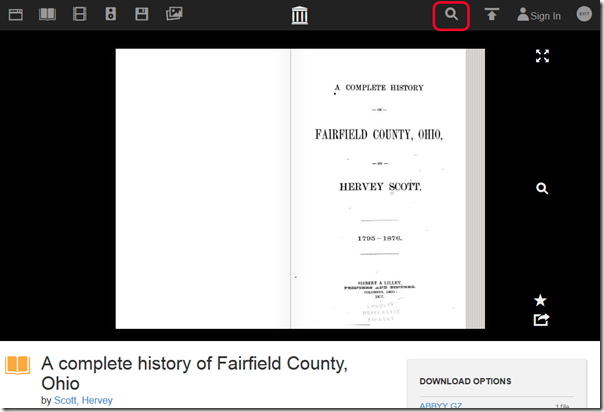 Internet Archive's title search icon