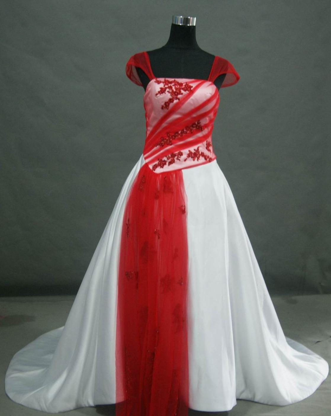 Red and White Wedding dress