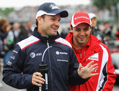 Рубенс Баррикелло и Фелипе Масса на параде пилотов Гран-при Канады 2011