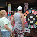 people line up to win a surprize [sic]  ... maybe front row lawn chairs!