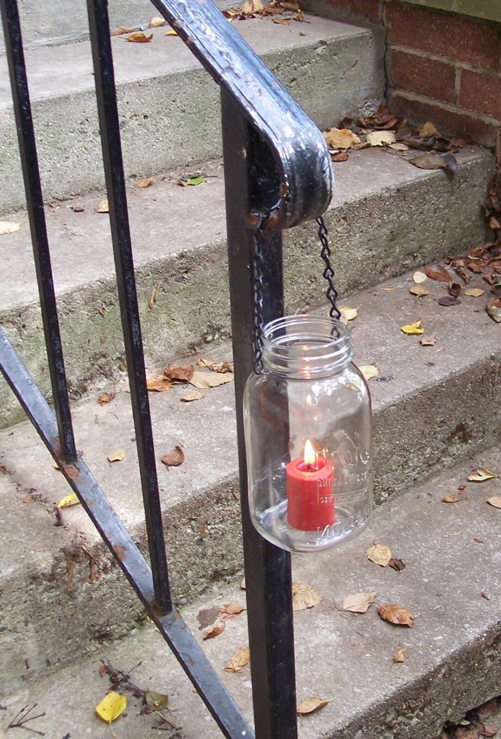 One Clear Hanging Jar Lantern or Vase for your Handmade Wedding