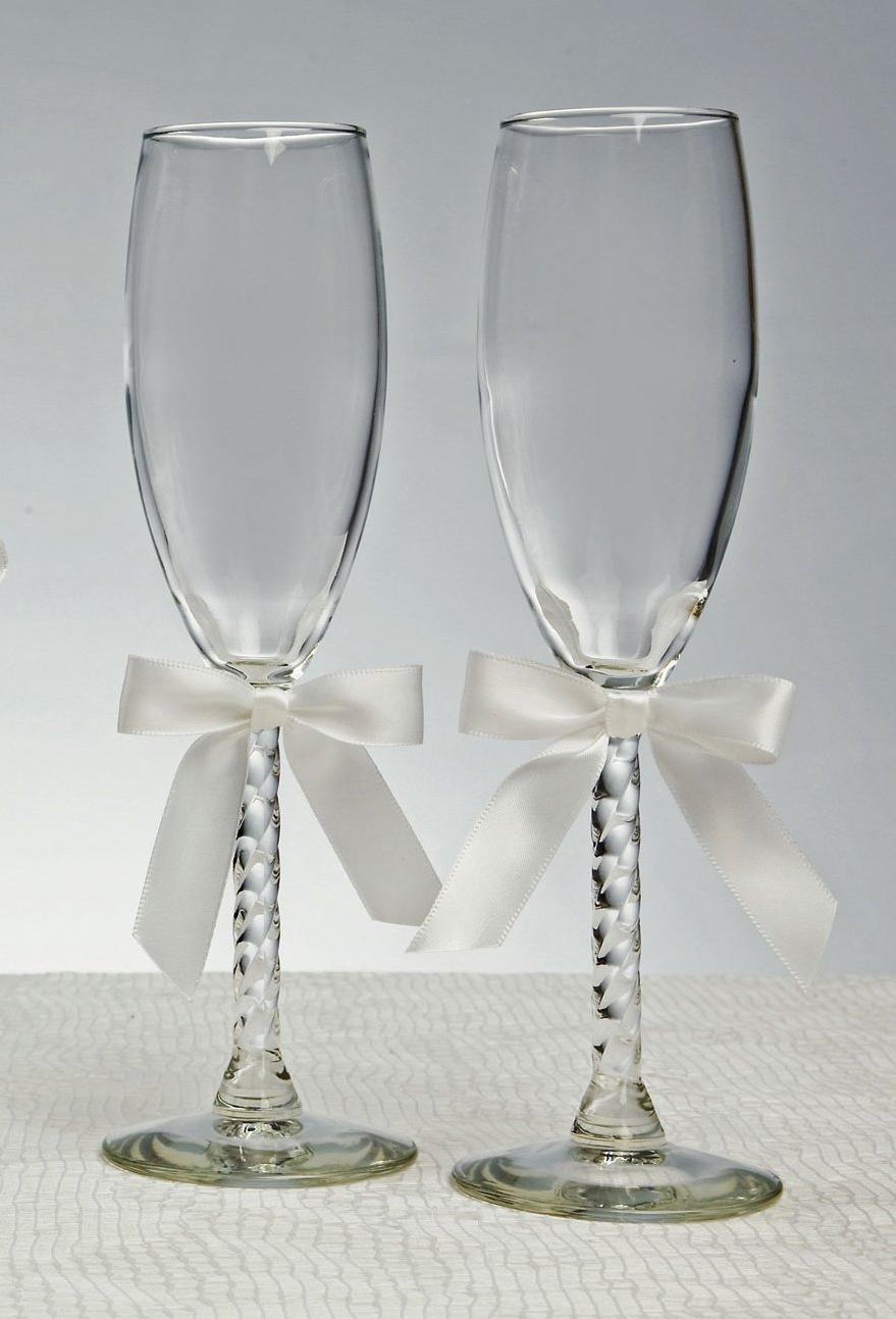 Engraved Wedding Toasting Flutes With Sculpted Stem