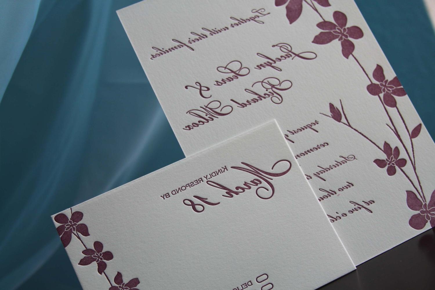 Orchid letterpress wedding