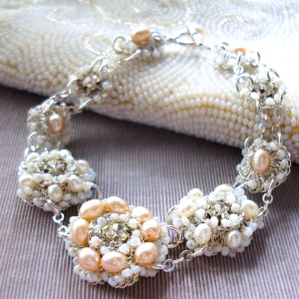 Lace Wedding Bracelet- Peach