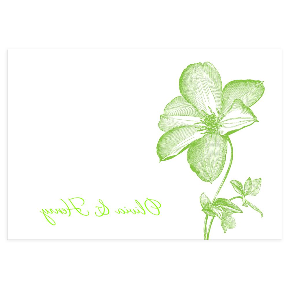 Green Clematis Informal eInvite Wedding Thank You Notes Floral Accents