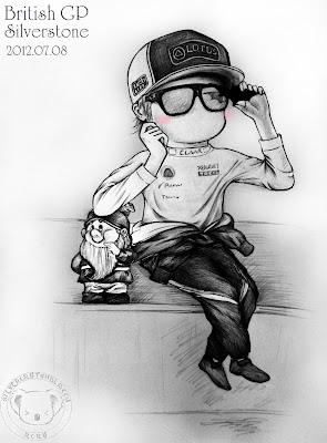Кими Райкконен и гномик на Гран-при Великобритании 2012 - рисунок Silverory