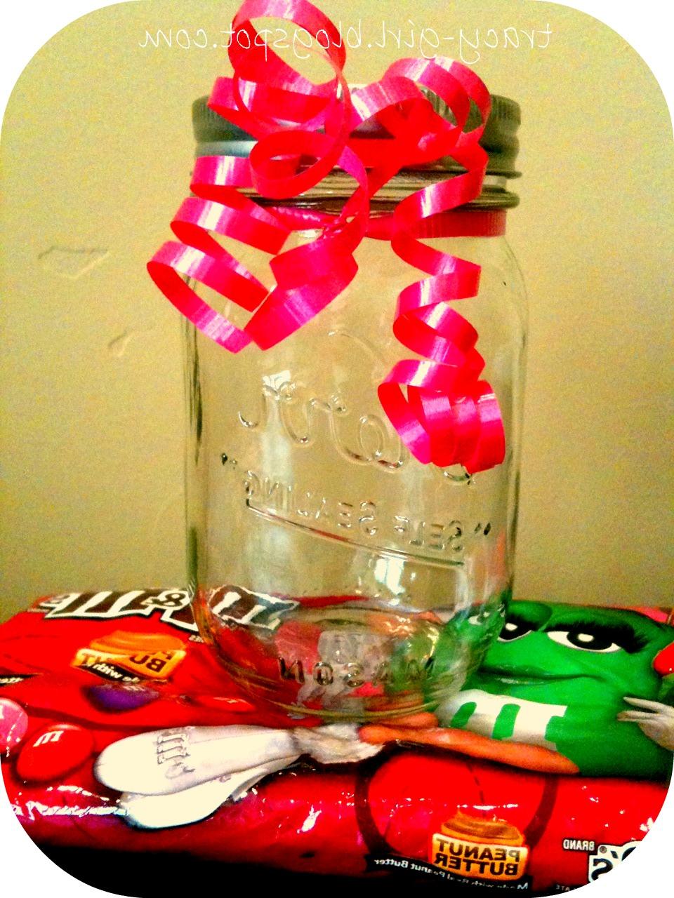M&Ms in the mason jar for