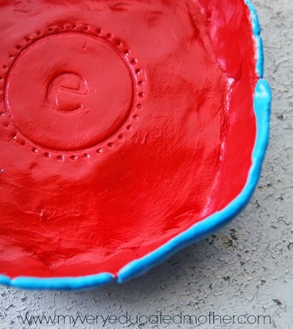 Stamped, air dry clay dish! Great gift idea via @mvemother