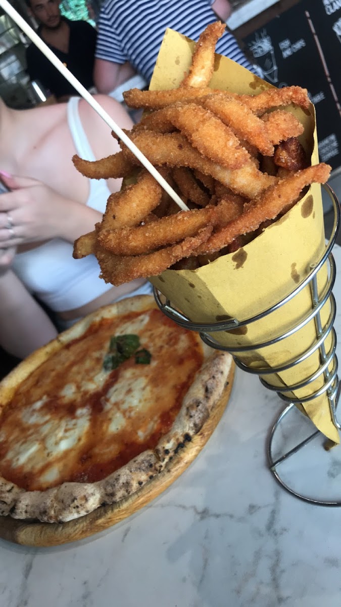 Pizza and fried chicken