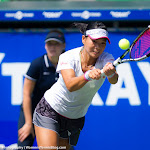 TOKYO, JAPAN - SEPTEMBER 21 :  Risa Ozaki in action at the 2015 Toray Pan Pacific Open WTA Premier tennis tournament