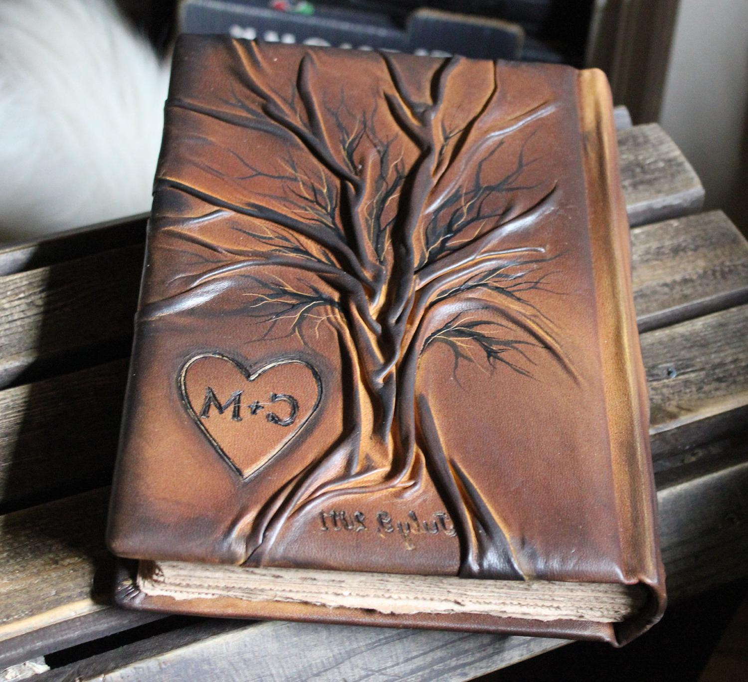 Leather wedding guest book