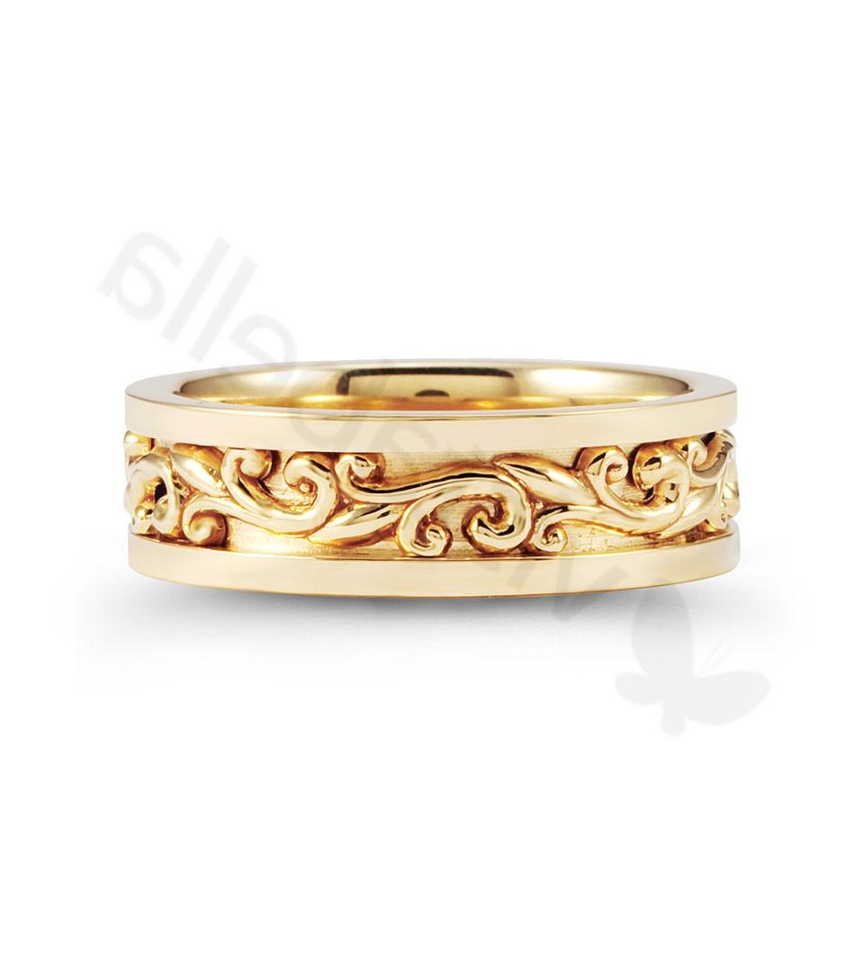 scroll wedding bands