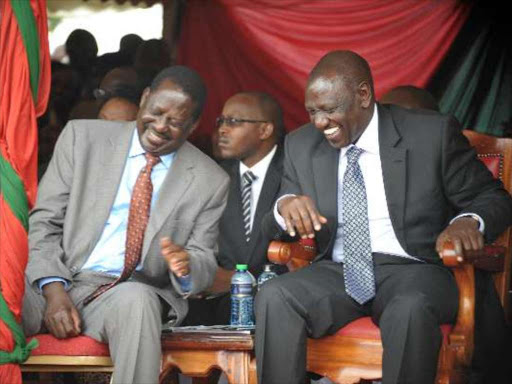 DP William Ruto and NASA leader Raila Odinga. /FILE