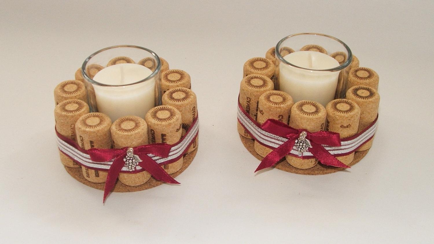 Wine Cork Candle Holders- Set
