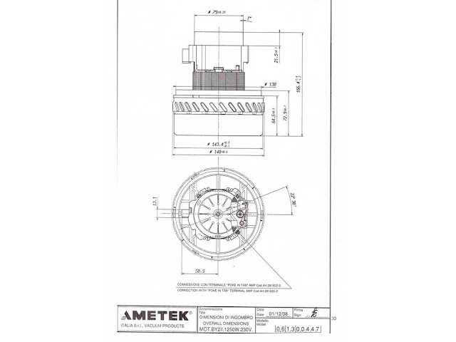 Motore bidone aspiraliquidi Universal Alfatec 1250W PM06T - 1