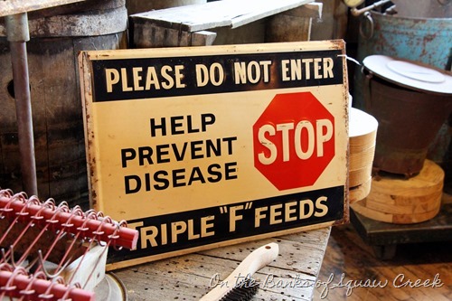 Biosecurity Sign at West End Salvage - On the Banks of Squaw Creek