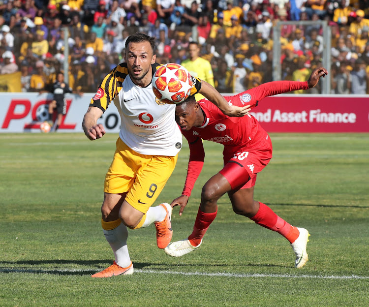 New Kaizer Chiefs Serbian striker Samir Nurkovic wins the ball during an Absa Premiership match against Highlands Park.