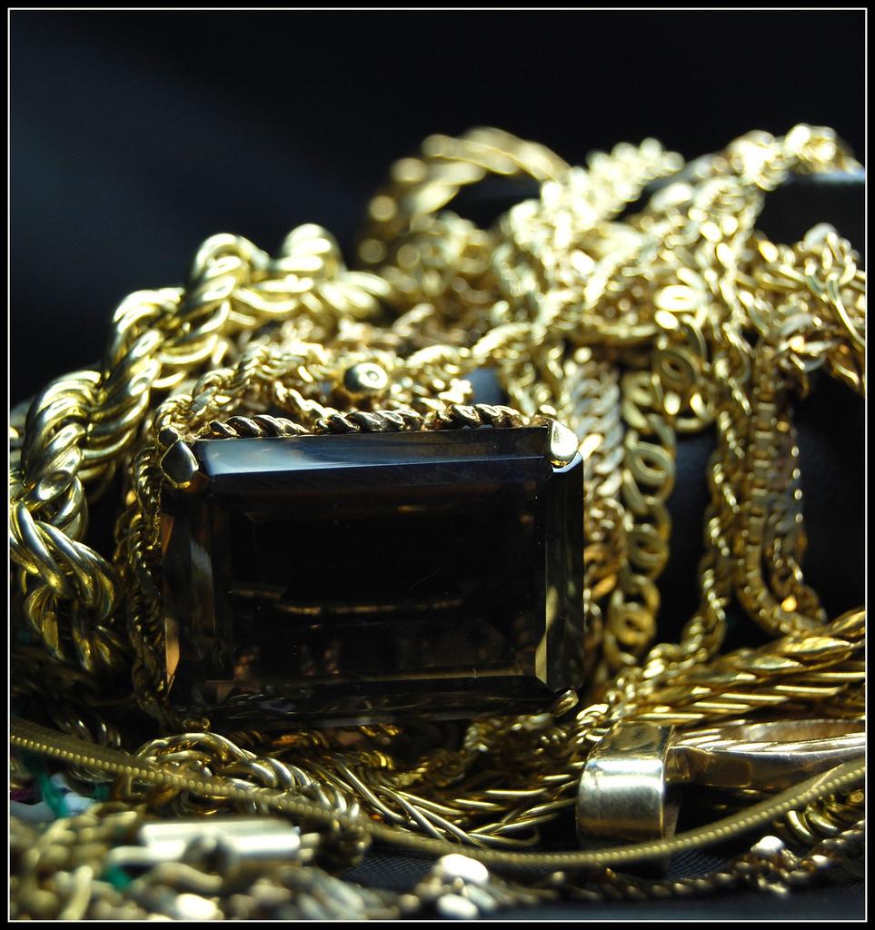 Gold necklaces and ring