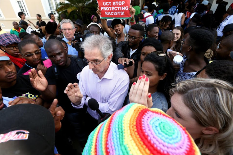 UCT's Vice Chancellor Dr Max Price interacts with students.