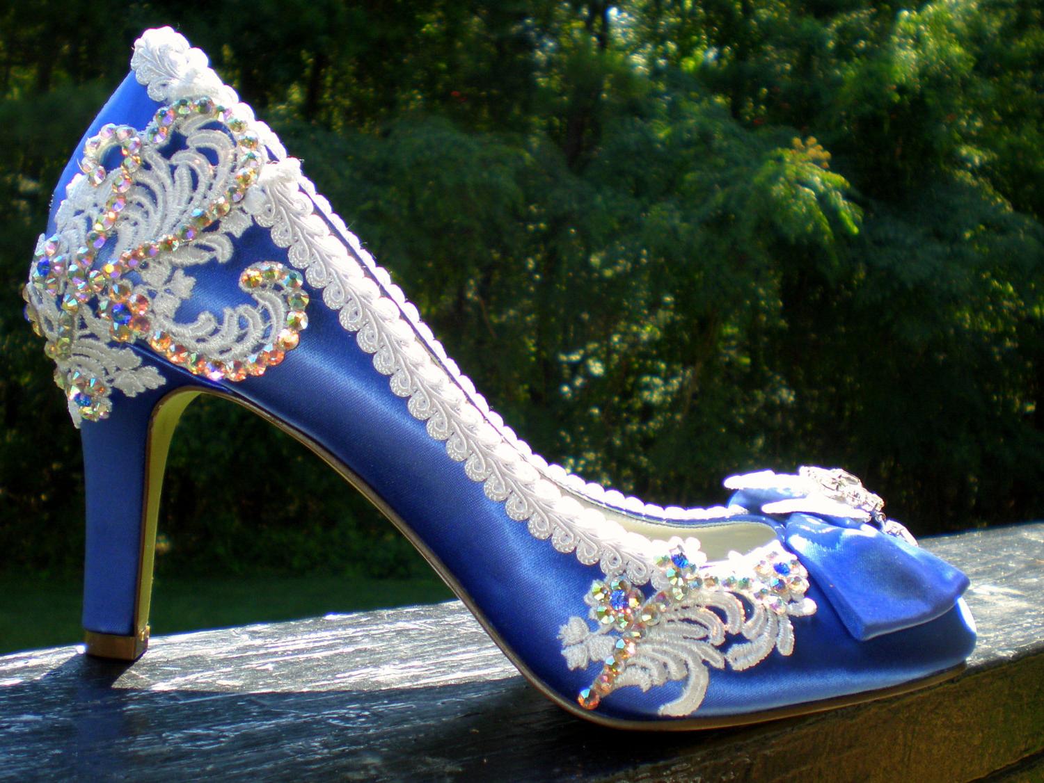 Custom blue wedding shoes,