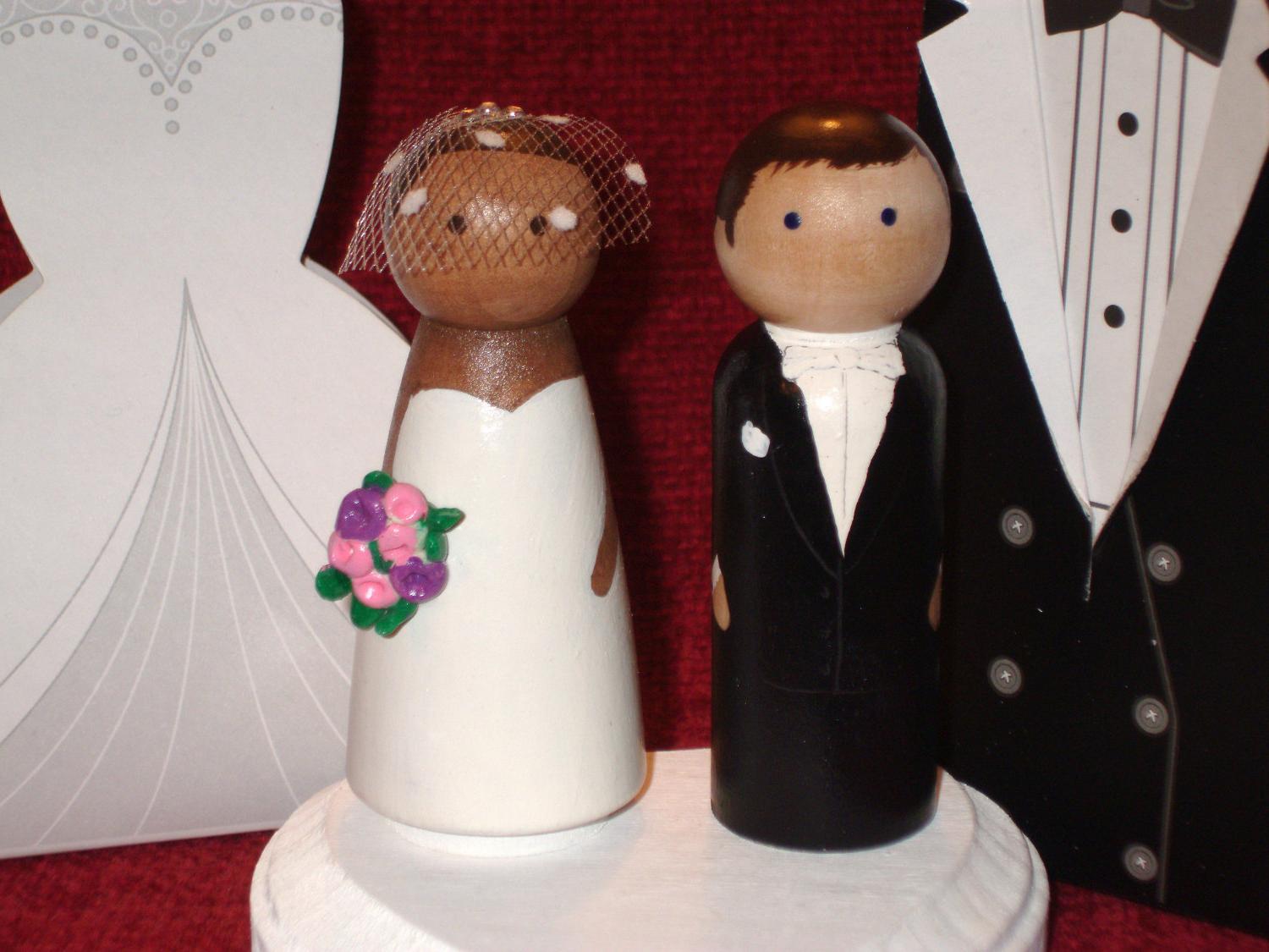 Personalized Wood Doll Topper -Wedding Cake Toppers Fully Customizable---3-D