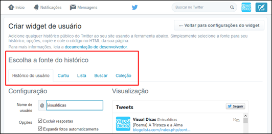 Crie widgets para o seu blog e mostre tudo o que rola no Twitter - Visual Dicas