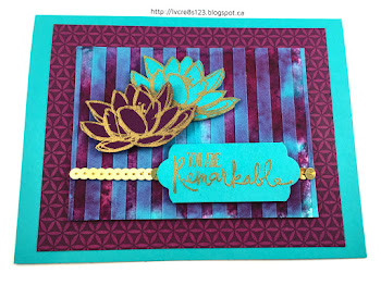 Linda Vich Creates: Remarkable You and a Mixed Media Technique. Molding Paste mixed with Bermuda Bay reinker creates lovely, dimensional stripes over a watercolored background provides a stunning backdrop for embossed flowers from Remarkable You.