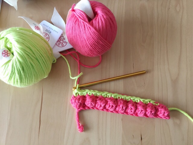 Bobble stitch crochet cotton yarn basic rows