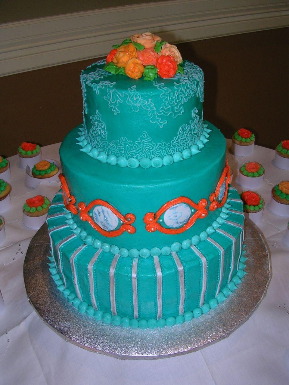 Orange and Teal Round Wedding