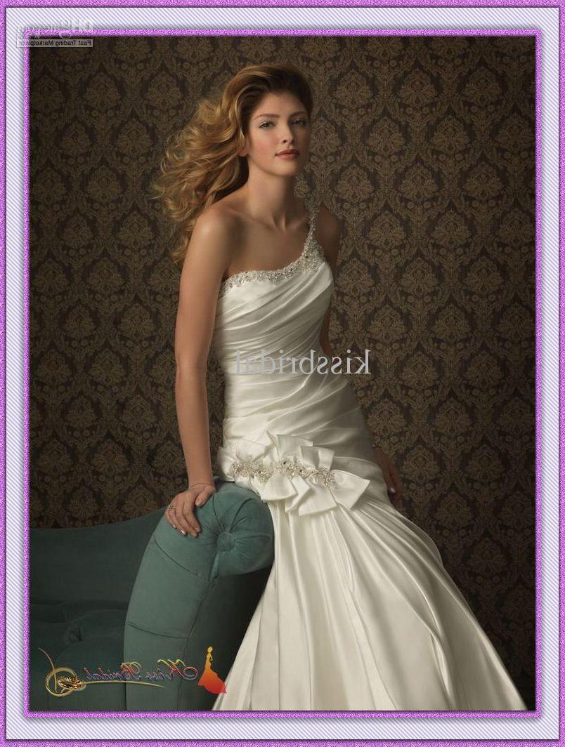 Floor Length Modern One-shoulder Steeveless Dresses Wedding Gown
