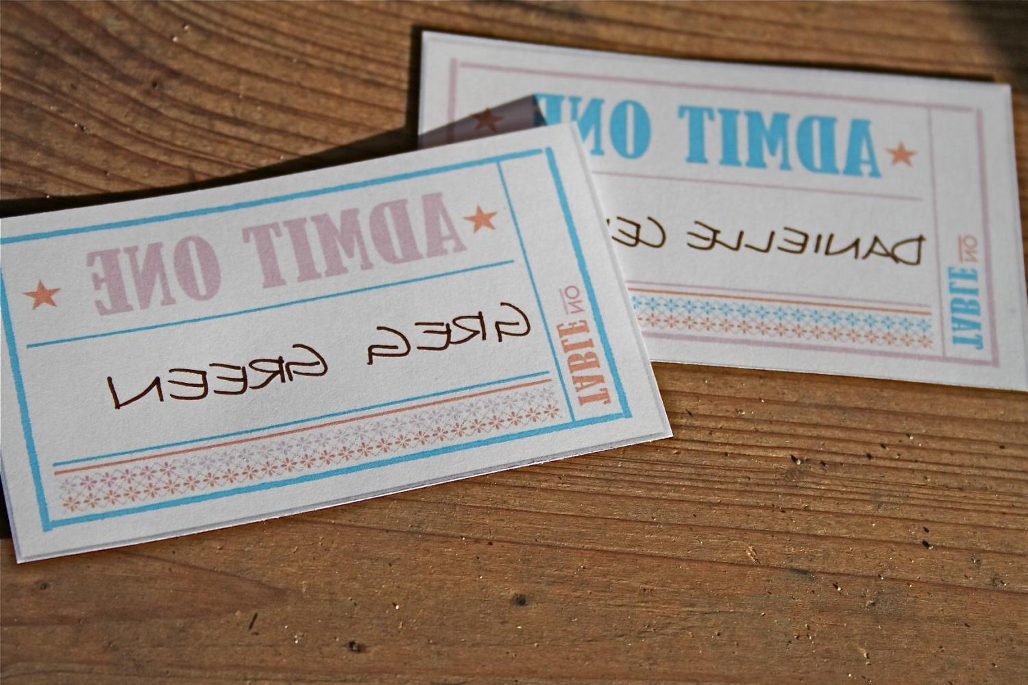 Movie Ticket Place Cards-Admit