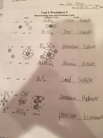 Chemistry Unit 6 Worksheet 5 Answer Key