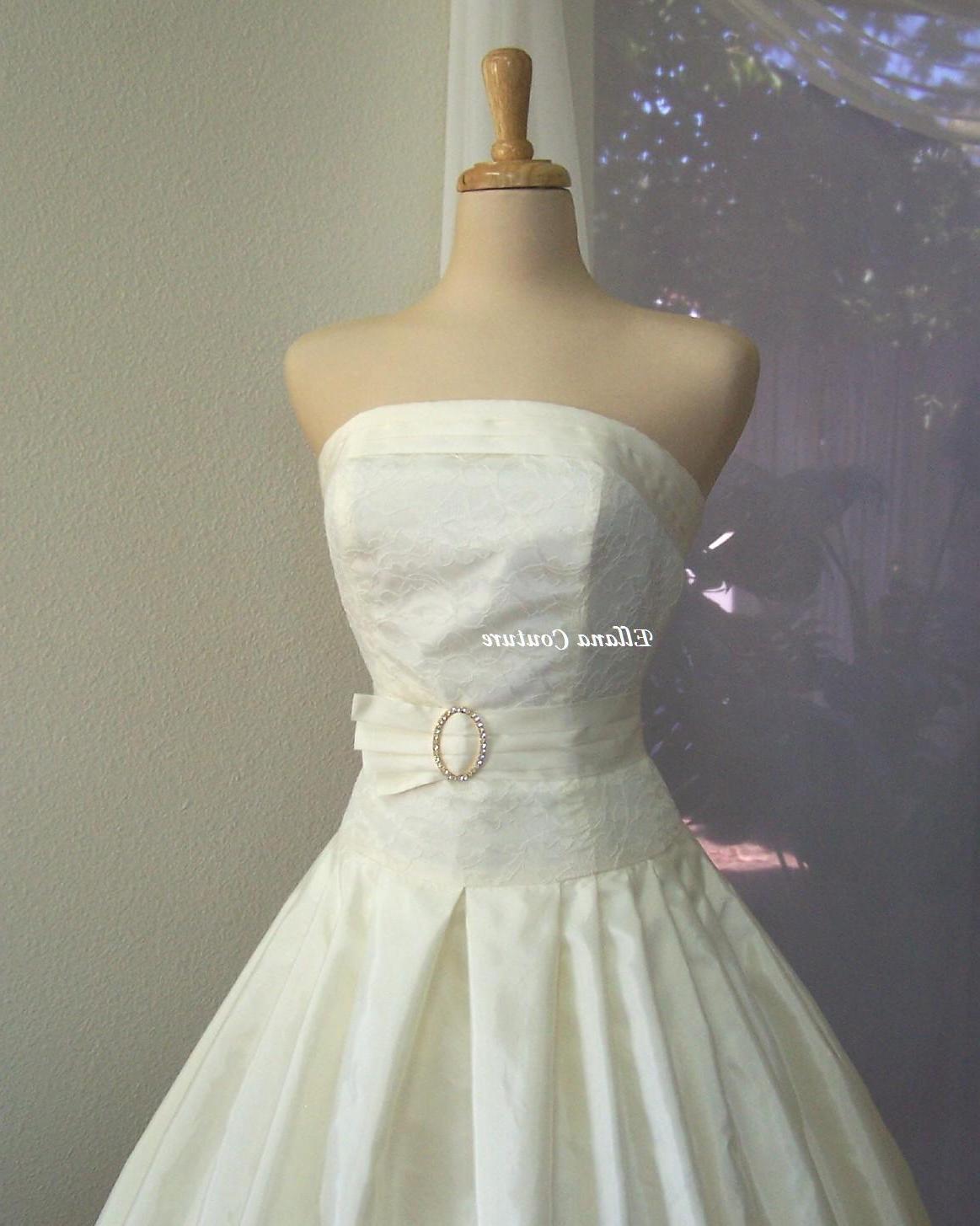 One of a Kind Retro Inspired Tea Length Bridal Gown. Vintage Style Wedding