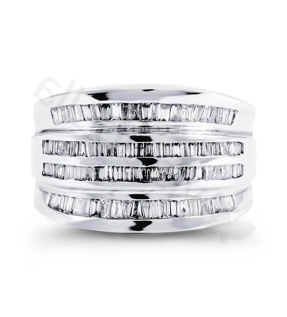 14k White Gold 1.35 Ct Baguette Diamond Wedding Band - Rings